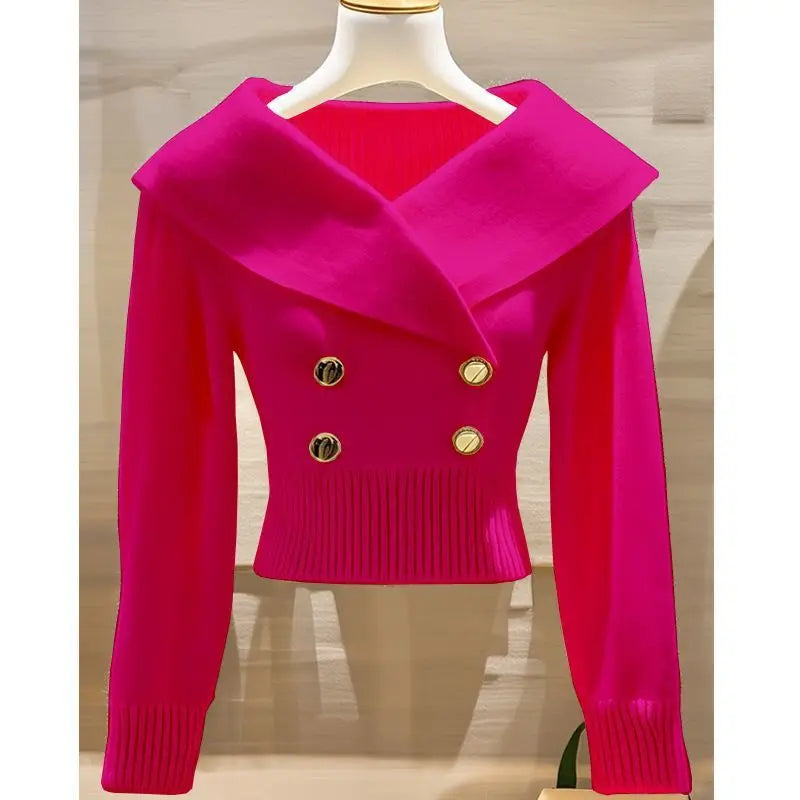 Sweater Women's 2025 New Fashion Autumn Long-Sleeved Temperament Casual Knitwear Female Pullovers Sweater