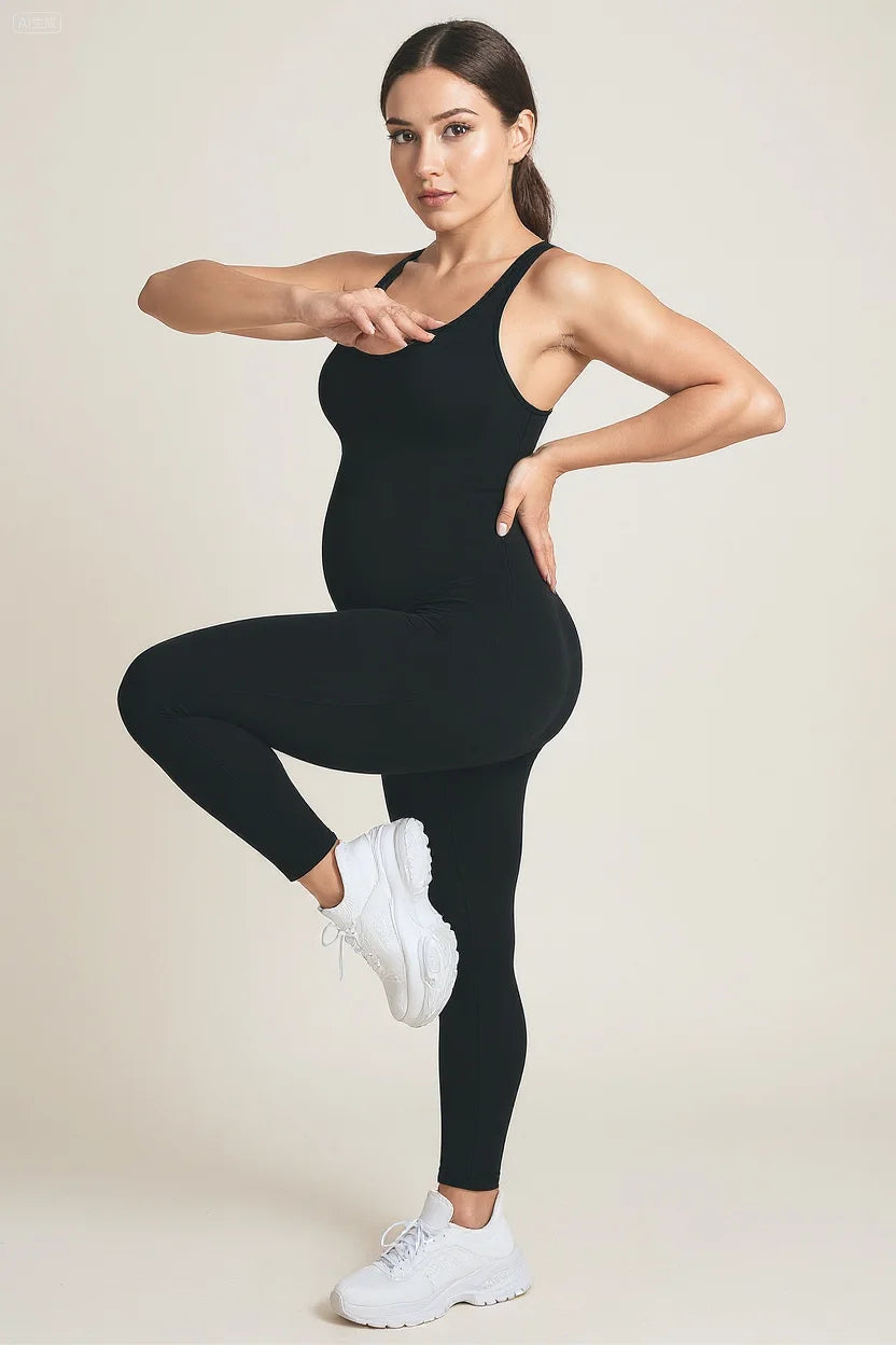 Maternity Back Cross Jumpsuit Tight Fitting and Hip Lifting Elastic Casual Outerwear for Pregnant Women Maternity Cloth