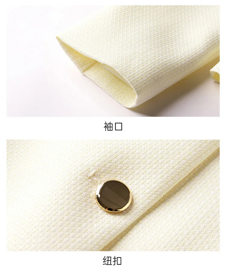 High quality blazer for women short jacket single breasted O neck spring autumn elegant office clothes pink yellow blue white