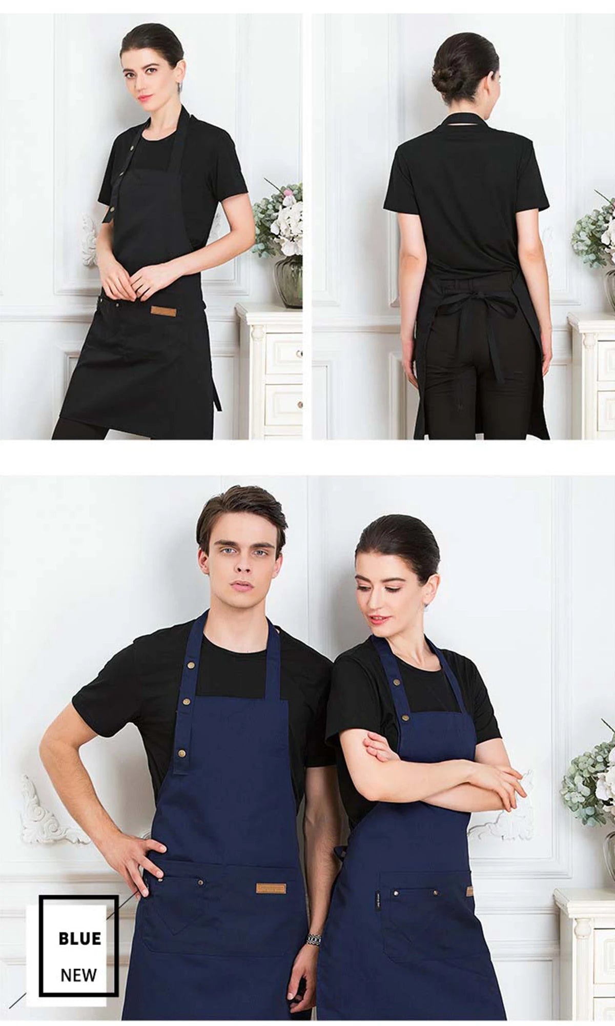 Kitchen Apron New Fashion in Cuisine: Male Chefs, Barbecues, Bars, Cafes, Beauty and Nail Studio Waterproof and Anti Fouling