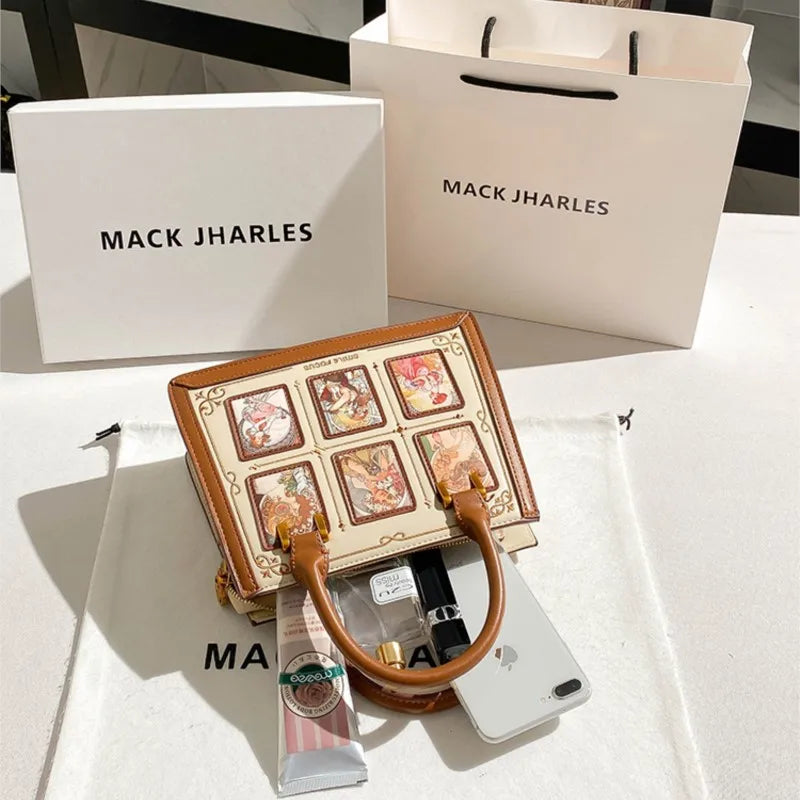 Women's handbag with high-end contrasting colors, carrying mother's bag 2024 new retro designer single shoulder crossbody bag