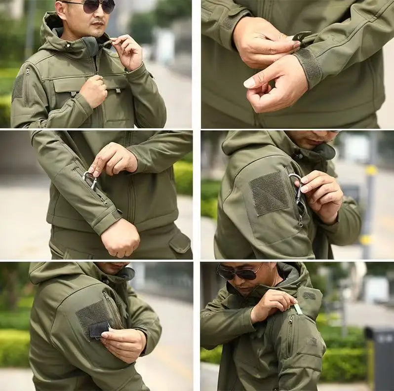 Tactical Military Men Winter Autumn Fleece Waterproof Jackets Sports Hiking Camping Climbing Outdoor Hooded Coat Hunting Combat