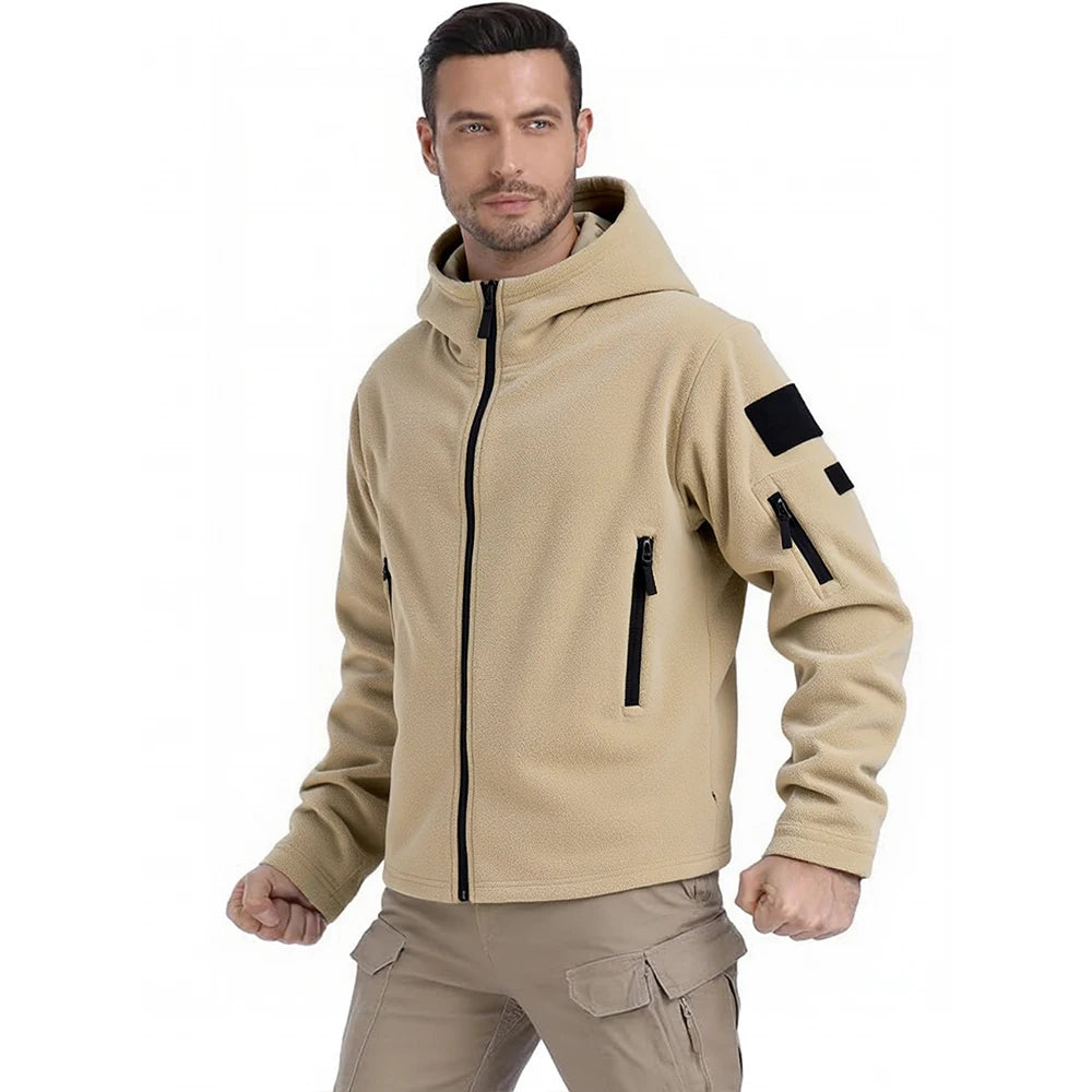 Winter Hunting Men’s Fleece Jacket Warm Coats Polar Outdoor Hoodie Jacket Multi-Pocket Casual Full Zip Sport Hiking Coat S-XXXL
