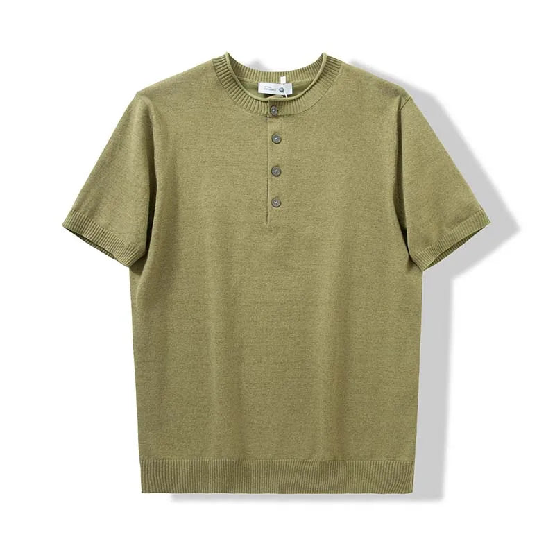 Sweater for Men Pullovers Old Money Man Knitwear Short Sleeve Knit Jumpers Solid Cotton High End Casual Vintage Sweaters 2025