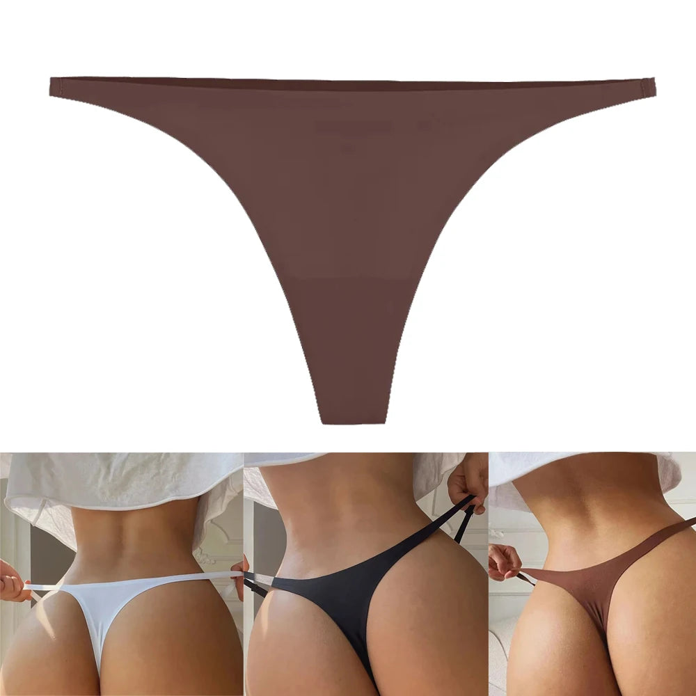 2024 Seamless Panties Ice Silk Seamless Panties For Women Soft Thin Thongs Woman Satin Underwear Female Bikini String Panties