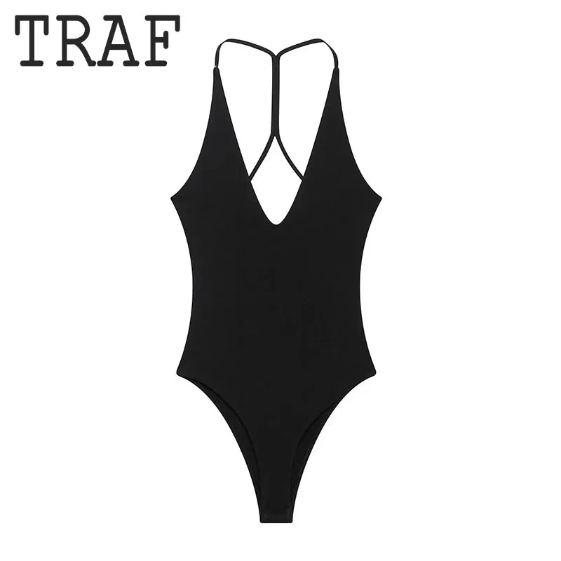 Women Sling Bodysuit Sexy Sleeveless Body Top Female Fitting Bodysuit 2025 Summer Fashion Streetwear Woman Jumpsuit Tops