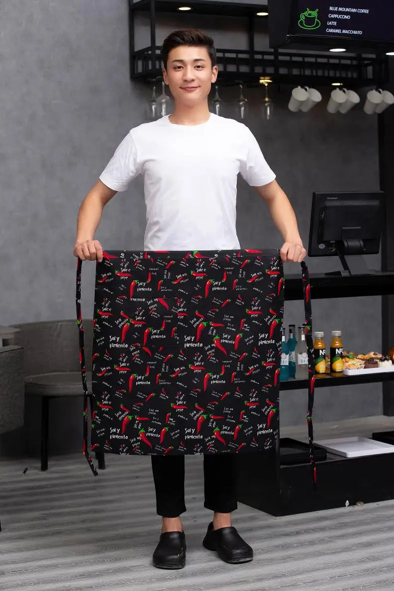 Catering Kitchen Apron for Women/Men With Pockets Work Mandil Cleaning Pinafore Restaurant  Chef Apron Shop Waiter Work Uniform