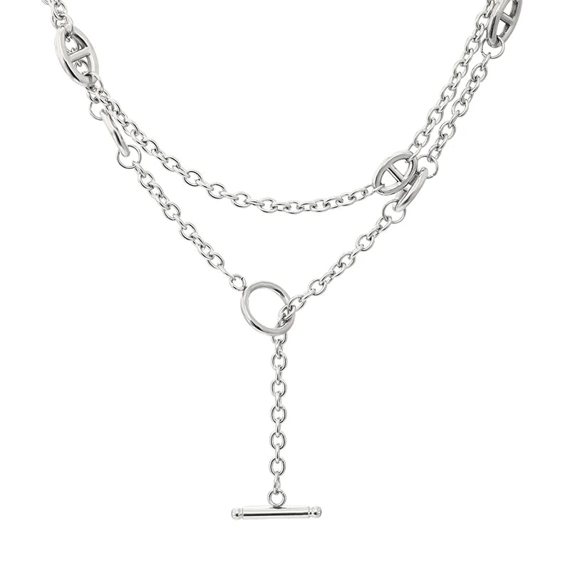 Original design sense, simple double-layer collarbone chain, high-end and trendy men's and women's necklace