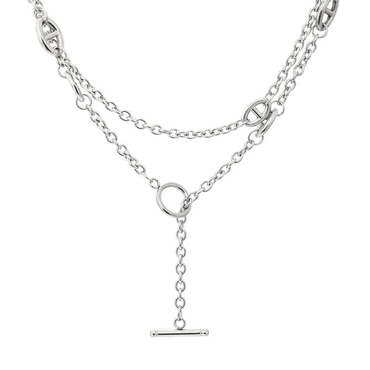 Original design sense, simple double-layer collarbone chain, high-end and trendy men's and women's necklace