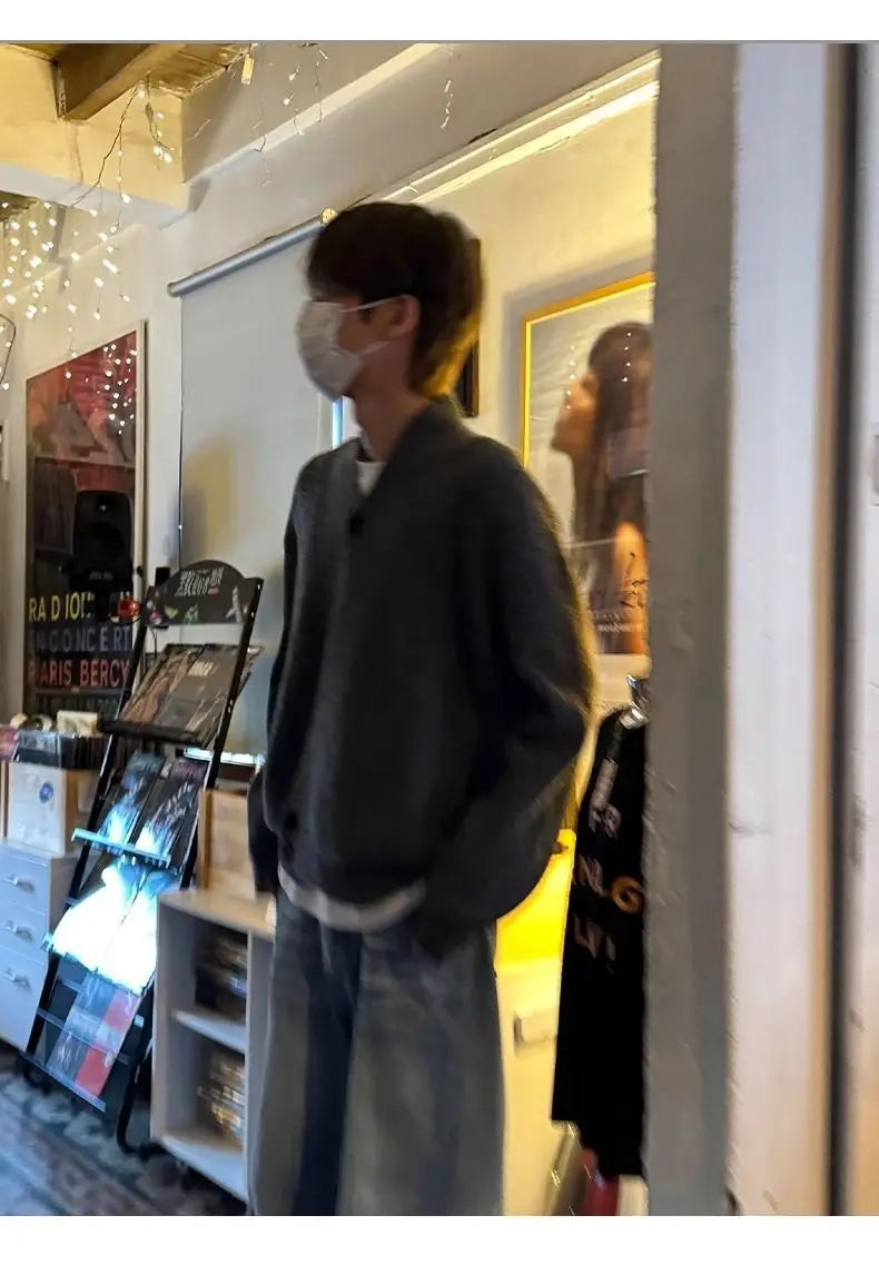 Sweater and Sweater Jacket Men's Autumn Cardigan Solid Color Versatile Relaxed Lazy and High-end Top Couple's Jacket