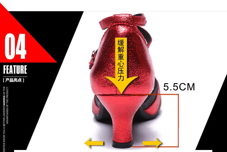 Women's Bachata Swing Salsa Latin Ballroom Dance Shoes Outdoor High Heels Peep Toe Performance Latin Dance Shoes for Woman