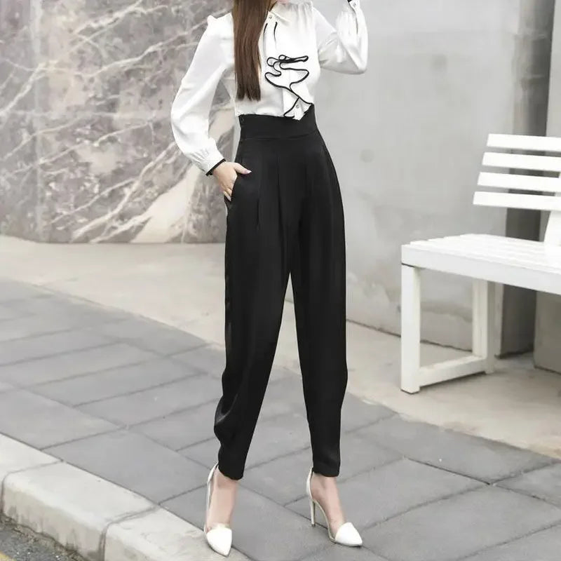 Trousers for Woman Pencil Solid Clothing Black Women's Pants High Waist Y2k Streetwear Autumn Cotton Elastic G Classic Quality