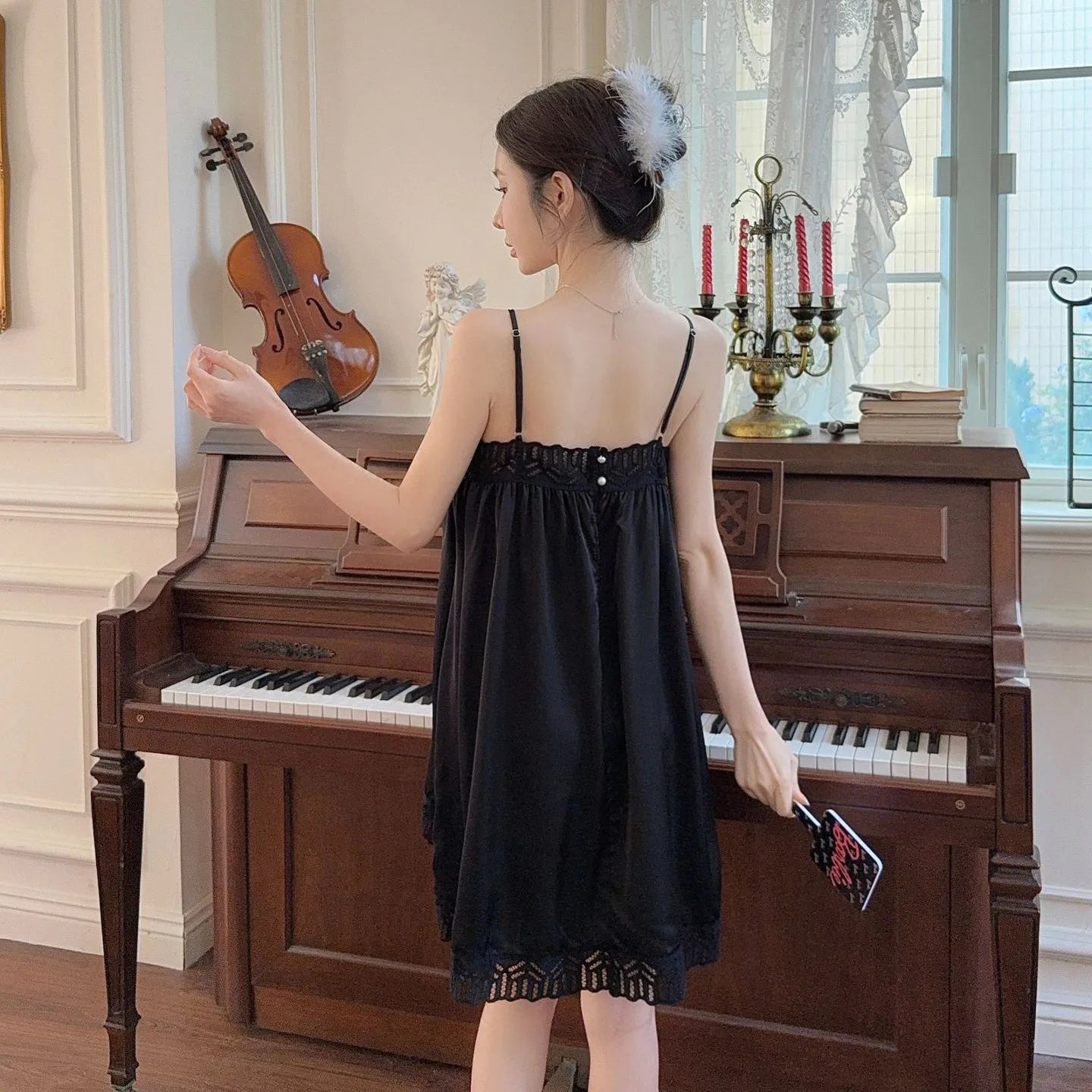 Sexy Nightie Woman Lace Trim Nightdress High Quality Satin Sleepwear Solid Color Soft Home Dress Female Silk Nightgown