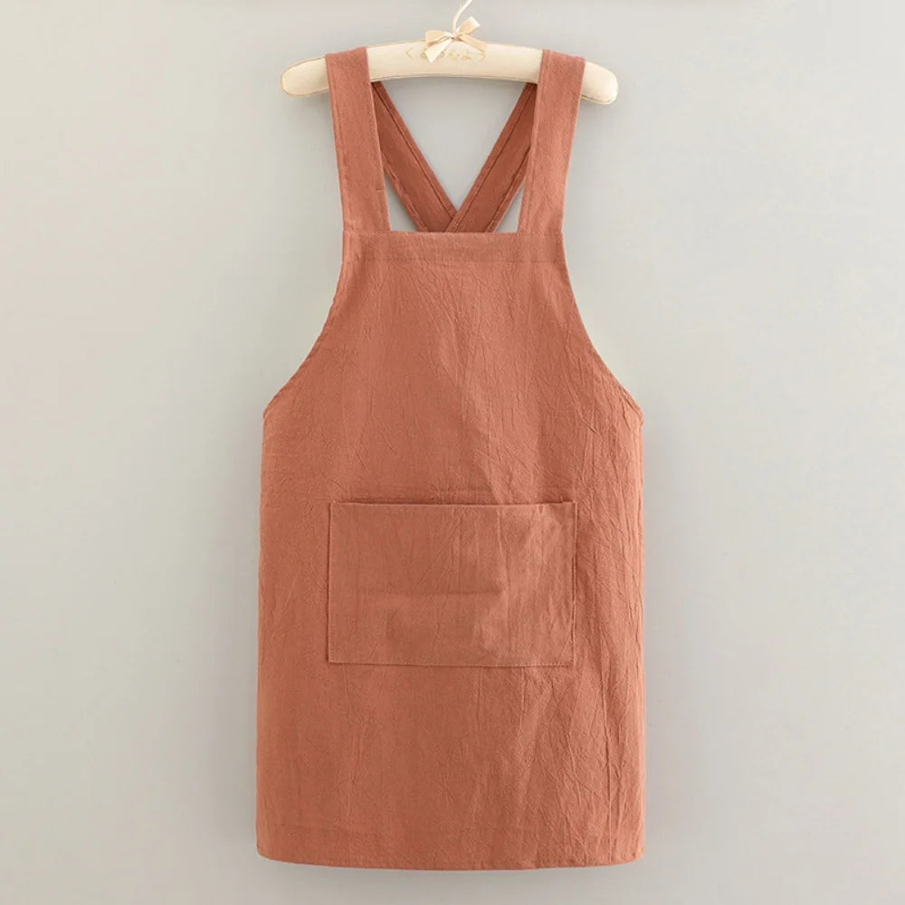 Kitchen Apron Loose Comfortable Cotton Cloth Apron Kitchen Cleaning Apron Breathable Waist Work Clothes For Painting Barber