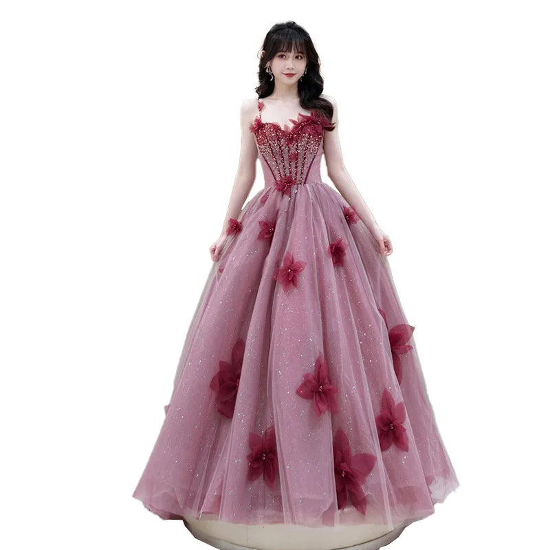 Bridal Toast Dress for Women 2025 Spring/Summer New Style Fairy Style Strap Heavy Industry Fashion Show Banquet Evening Dress