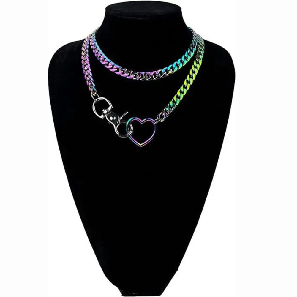 Heart Y-Necklace Link Chain Necklace No Fading Durable Choker with Tail Necklace Scratch Resistant Adjustable
