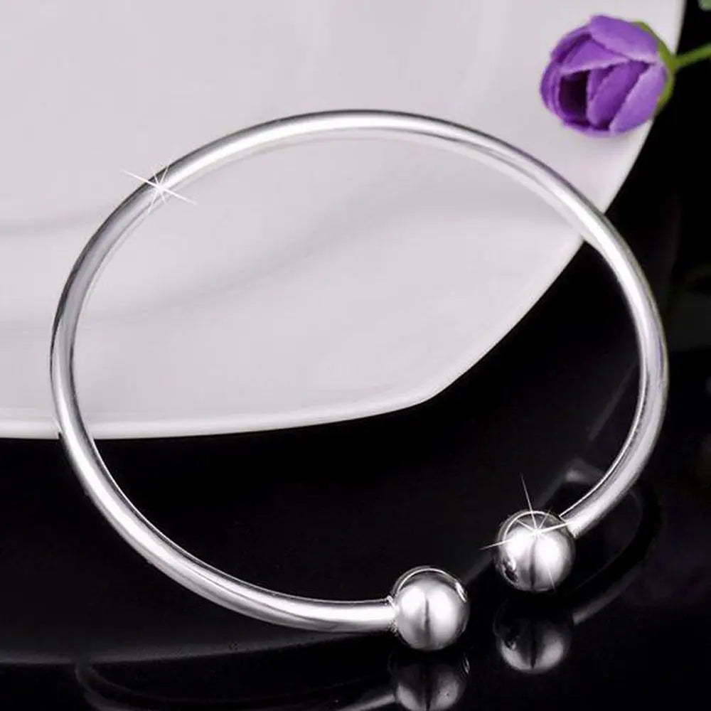 1pc Smooth Solid Bead Bracelet Cufflinks Bangles For Women Man Wedding Engagement Party Jewelry