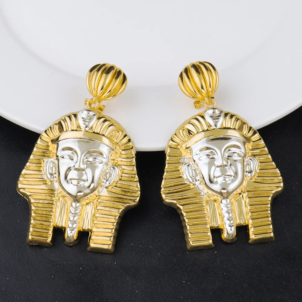 Gold and Silver Color Large Jewelry Set for Women Human Design Earrings Necklace Dubai African Bracelet Ring Weddding Bridal Gif