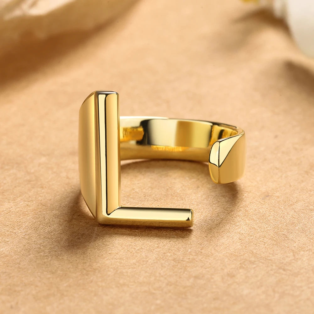 26 English Letters 925 Silver Ring Joint Fashion Personality Retro Index Finger Ring Opening 18K Gold Ring