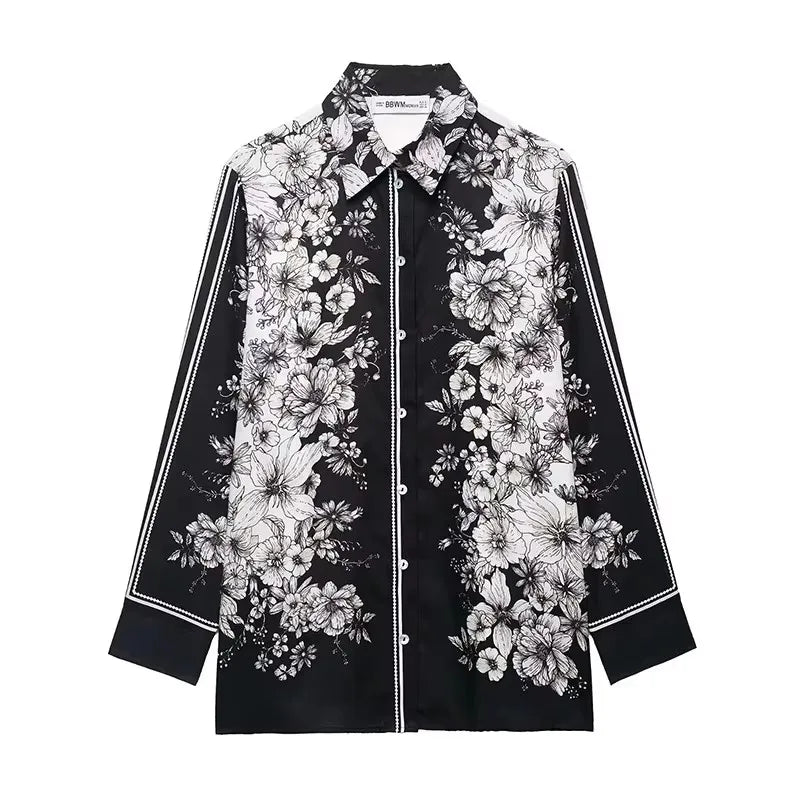 Chic Elegant Pants Set Women's 2 Pieces 2025 New Fashion Printed Shirt Top + Trousers Casual Sets Two Piece Woman Outfits