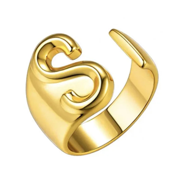 26 English Letter Ring Opening Adjustable Female Personality Internet Celebrity Ring Fashion Jewelry Couple Mother's Day Gift
