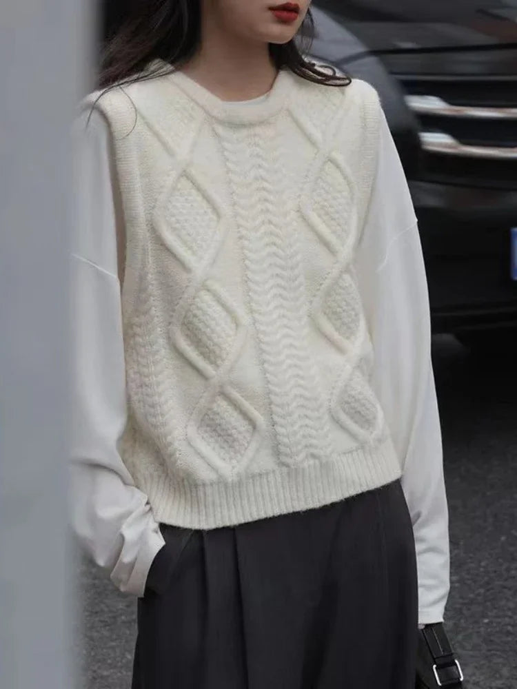 Sweater Vests Women Pure Design Basic Simple Tender All-match Leisure Autumn Ulzzang Students Fashion Knitwear Retro Streetwear