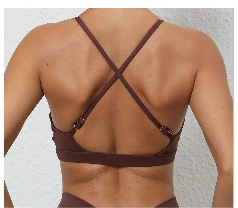 Women's Yoga Bra - Running Cross Back Breathable Naked Feel Sports Fitness Bra  for Yoga Running Gym Top
