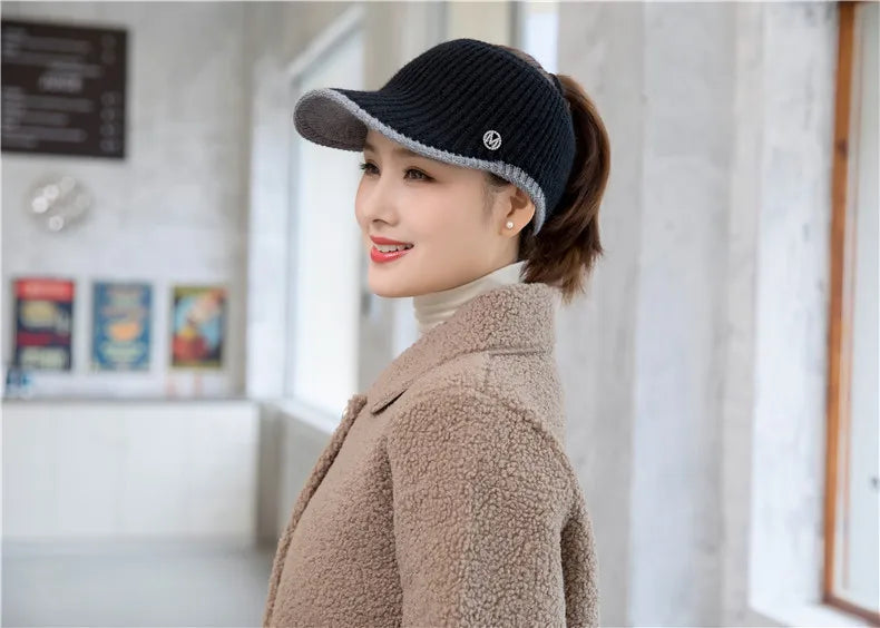 Hats For Women Autumn Winter Sports Empty Top Caps Female Knitted Warm Baseball Cap Fashion Running Golf Sun Hat