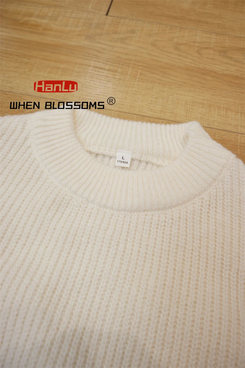 2023 Autumn Winter New Sweater Women's Men's  Green Knitted pullover Basic Solid Color Loose Black White Sweater Coats Warm Tops