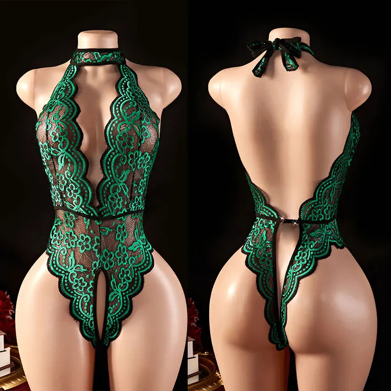 Nightdress Hollow Out Women's Sleepwear Dresses Lingеrie Set Nightdress Contrast Lace Backless Sleep Mini Dress Pijama Mujer