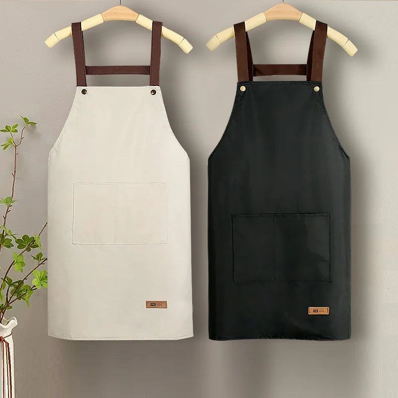 Kitchen Cooking Apron - Unisex Cute Adjustable Waterproof Canvas Aprons, Ideal for Chefs, Servers & Gifts