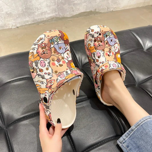 Slippers Casual Summer Women's Shoes Cover Toe Platform Shale Female Beach Slides Luxury Flat Sabot Fashion House Slippers Platf