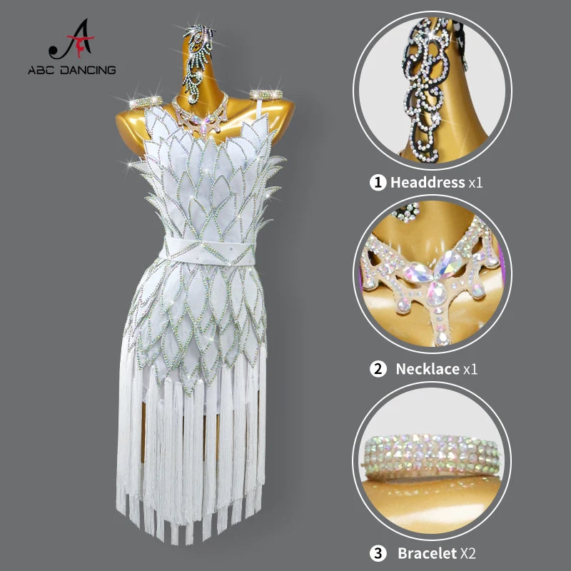 Womens Ballroom Dance Dress Dancewear Elegant Party Clothing 2025 Adult Costume Female Prom Fringed Skirt Girls Samba Stage Suit