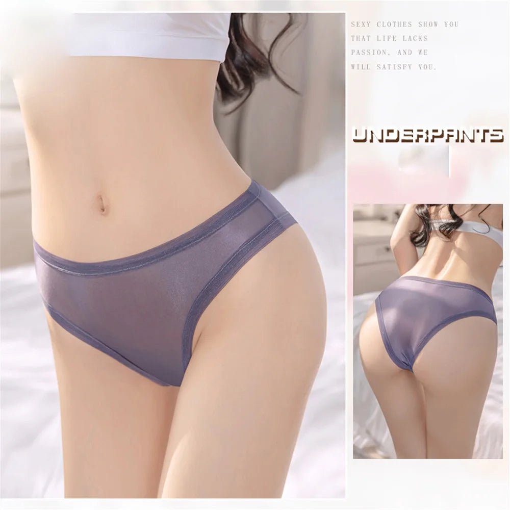 Women's Thin Transparent Panties Low Waist Sexy Briefs Breathable Naked Feeling Elastic Sheer Underwear Thong Exotic G-String