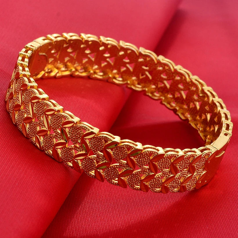 Dubai Wholesale Gold Color Bangles For Women Indian Charm Bracelet Jewellery Arabic Wedding Party Banquet Gifts