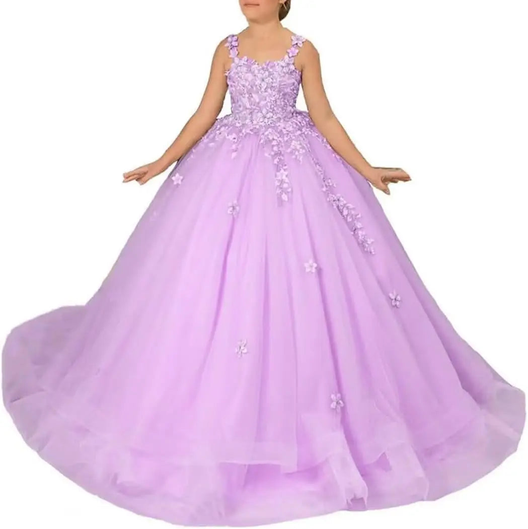 Kingbridal Flower Girl Dresses for Wedding Lace Princess First Communion Formal Dresses Tulle Pageant Ball Gowns Princess Dress