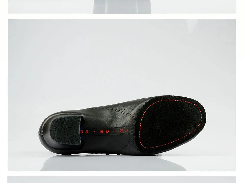 BD Dance Men Latin Dance Shoes 424 Split Outsole Soft Leather Professional Dancesport Shoe Elastic Heel Ballroom Dancing Shoes