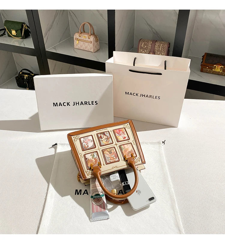 Women's handbag with high-end contrasting colors, carrying mother's bag 2024 new retro designer single shoulder crossbody bag