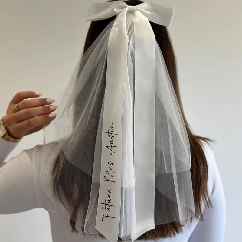 Personalised Bridal Bow Veil Custom Future Mrs Gift Wedding Bachelorette Party Bridal Shower Decoration Accessories Bride To Be