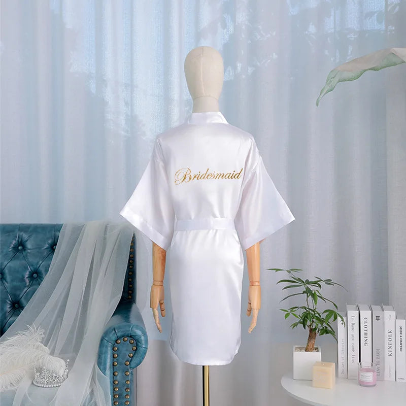 Kimono Robe Bride Bridesmaid Wedding Bathrobe Casual Women Sleepwear Nightgown Embroidery Letter Home Clothing Lingerie