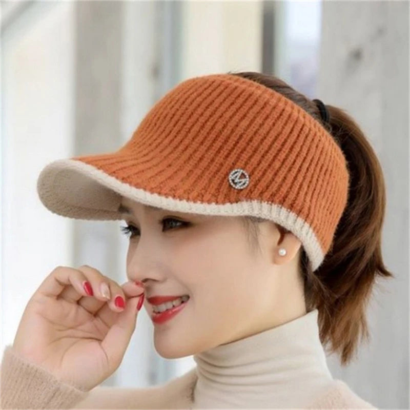 Hats For Women Autumn Winter Sports Empty Top Caps Female Knitted Warm Baseball Cap Fashion Running Golf Sun Hat