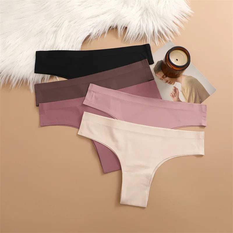 3PCS Women's Ultra-thin Seamless Panties Sexy Low Rise Brazilian Panties Ice Silk Underwear Sexy Panty Low Waist G-string Female