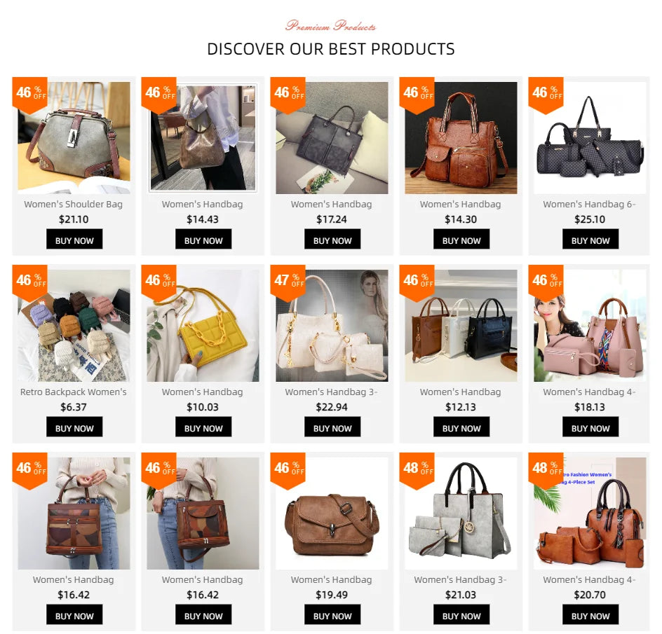 Women's Handbag Women's Shoulder Bag Fashion Purse Vintage Leather Bag Large Capacity Handbag Inclined Shoulder Bag Mom's Bag