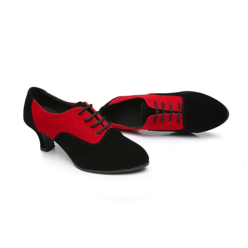 Customized Women's Adult Baotou Salsa Modern Latin Dance Shoes with A Soft Sole Canvas Surface Anti Slip Breathable Dance Shoes