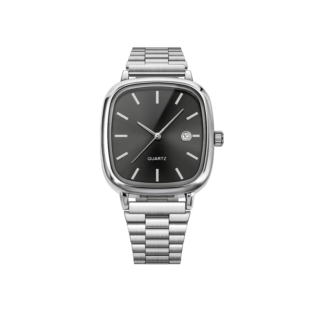 LUCKY FOX Modern minimalist square watch Business mens metal watch stainless steel chain multi-scene commuter watch
