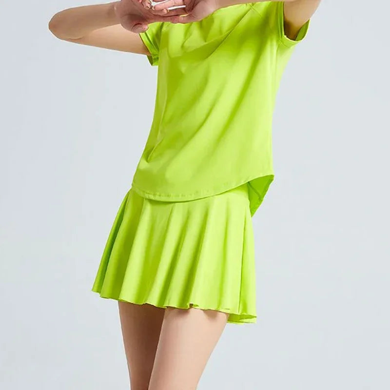 Sport  High WaistTennis Skirts for Women Fashion Anti-Shine Quick Drying Elastic Yoga Skirts Woman with Pocket Mini Skirt Female
