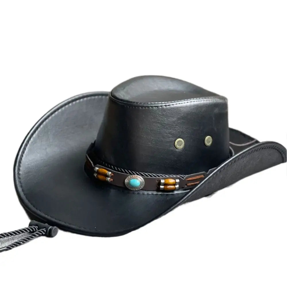 Hat Vintage Sombrero Hombre For Men For Women Faux Leather Drawstring Travel Cowboy Hat Women Cap Fisherman Hat Bucket cap