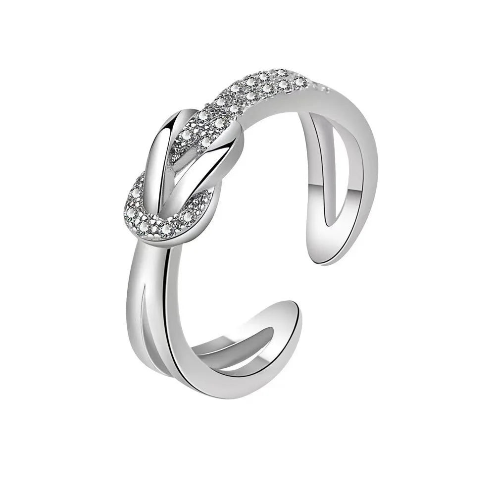 AAA Zircon Simple Geometric Ring Elegant Women's Daily Work Opening Adjustable Rings for Women Bridal Engagement Jewelry Gift