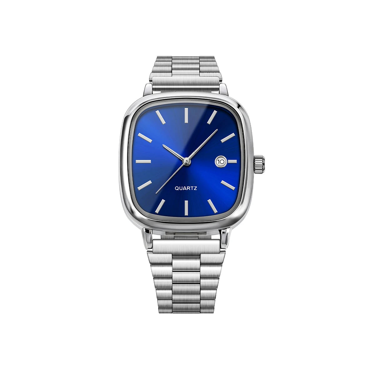 LUCKY FOX Modern minimalist square watch Business mens metal watch stainless steel chain multi-scene commuter watch