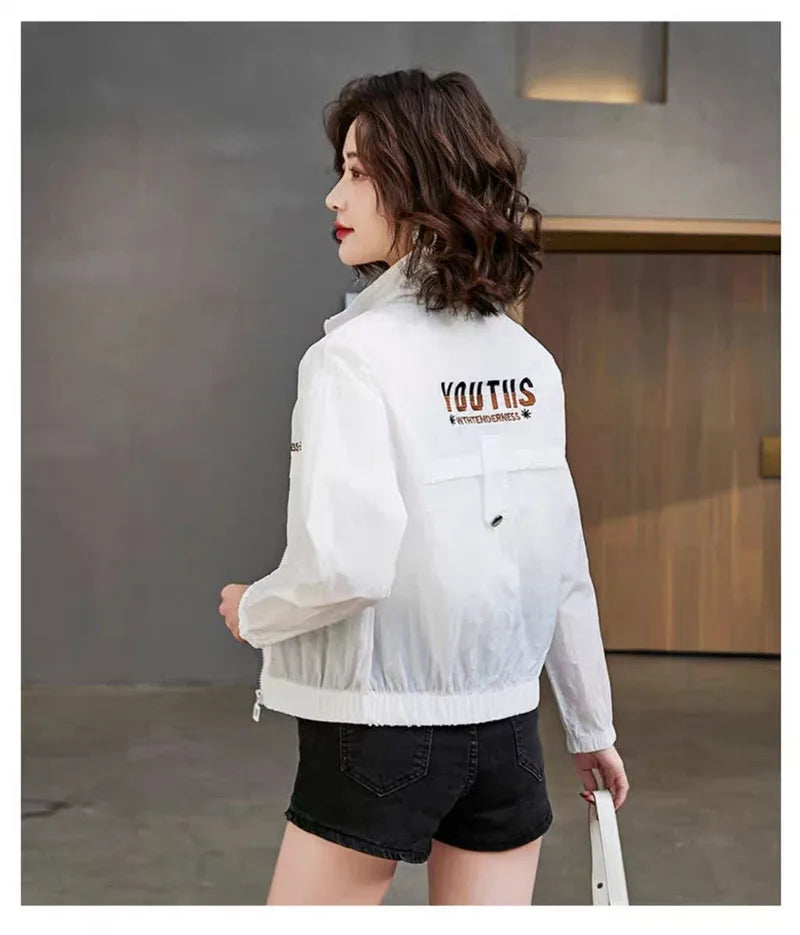 Sunscreen Coat Women's Summer Outerwear Breathable Joker UV Protection Sun-Protective Clothing Jacket Thin 2024 New Female Tops